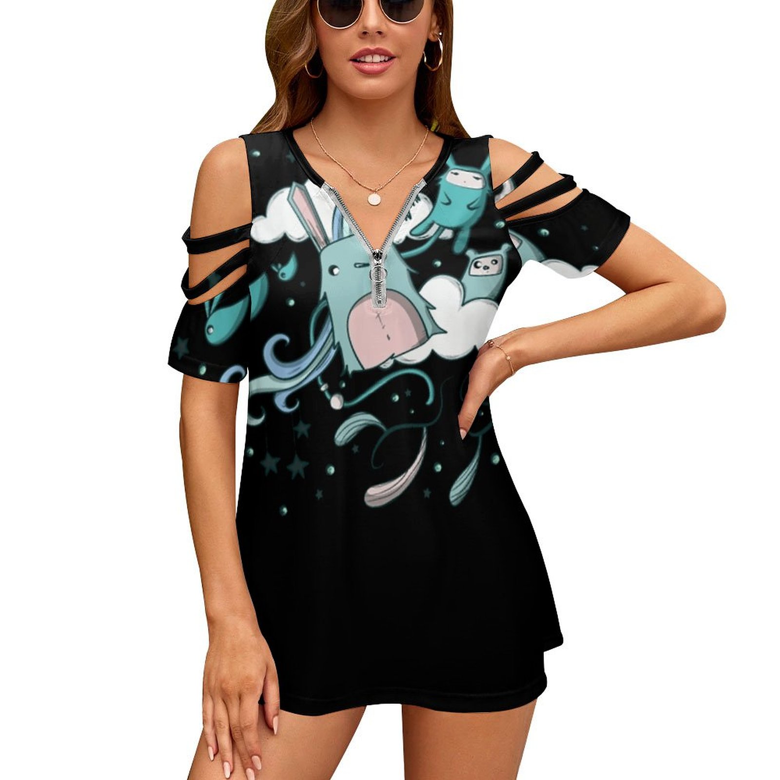 Women Fashion Vector - Little Dreams ผู้หญิงซิปรูปแบบต่างๆพิมพ์เสื้อ T Tops พิมพ์เสื้อยืดเวกเตอร์กราฟิกเด็กผู้หญิงสตรี