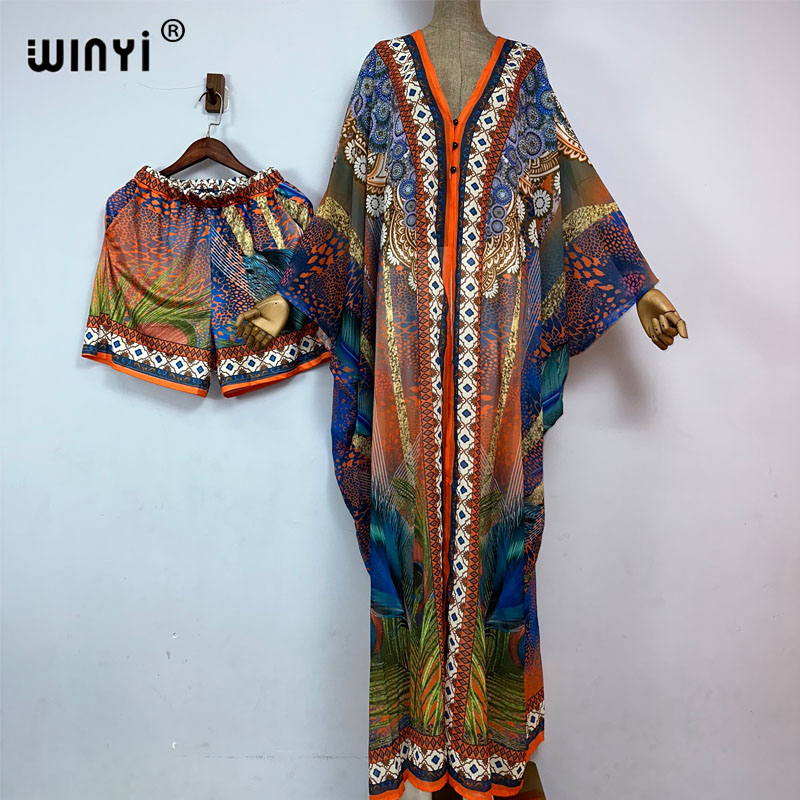 Women'S Fashion Kimono - Winyi เสื้อผ้าหน้าร้อนกิโมโนสำหรับชุดเดรสชายหาดผู้หญิงใหม่ชุดสองชิ้นชุดเดรสแฟชั่นยาวชุดกางเกงชุดชุดเดรสปาร์ตี้