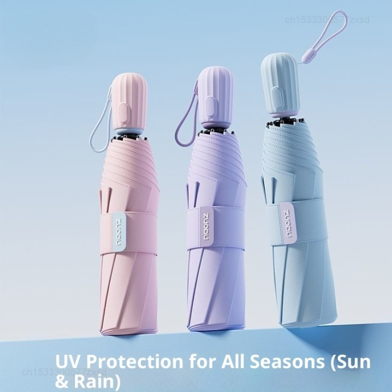 Women'S Fashion Umbrella - ZUODU ร่มพับขนาดเล็กสำหรับผู้หญิงผู้ชายแฟชั่นป้องกันรังสียูวีแบบพกพากระเป๋าเดินทางร่มอัตโนมัติร่มบังแดดที่แข็งแกร่ง