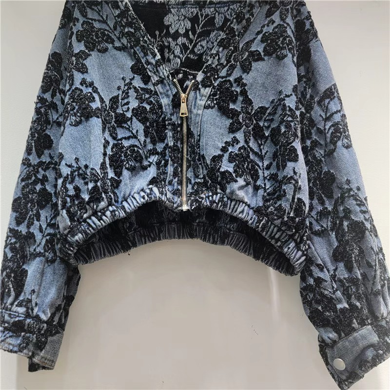 Women'S Fashion Denim Jacket - แฟชั่นแจ็คการ์ดแจ็คเก็ตยีนส์สั้นผู้หญิงหลวม V-คอซิปแขนยาว 2026 ฤดูใบไม้ผลิฤดูใบไม้ร่วงหญิงแจ็คเก็ตยีนส์ชาเกตา มูเฮร์