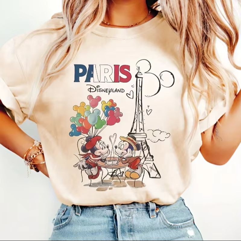Women'S Fashion Paris - เสื้อยืดดิสนีย์ปารีสมิกกี้&มินนี่, เสื้อยืดลายเมาส์หอไอเฟล, เสื้อยืดดิสนีย์เอส'ทริป 2025,เสื้อยืดดิสนีย์วากาชั่น