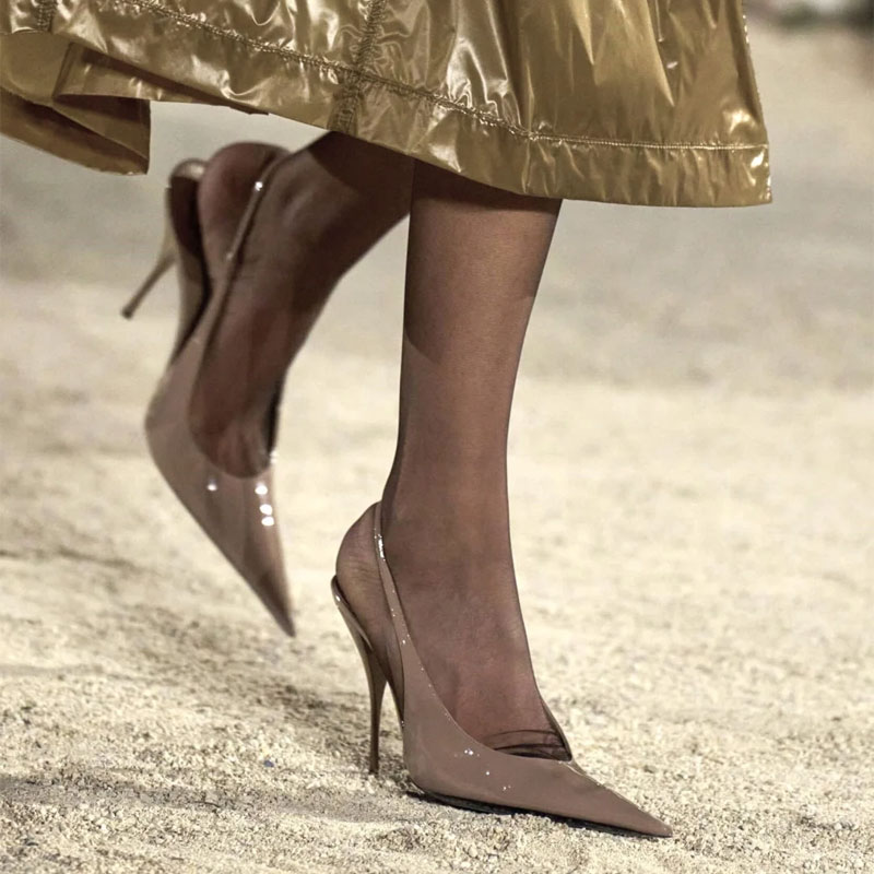 Women Fashion Simple - รองเท้าส้นสูงแบบเปิดส้น ปลายแหลม ดีไซน์เรียบง่าย สไตล์ยุโรปและอเมริกา แฟชั่นอเนกประสงค์ เหมาะสำหรับงานเลี้ยง