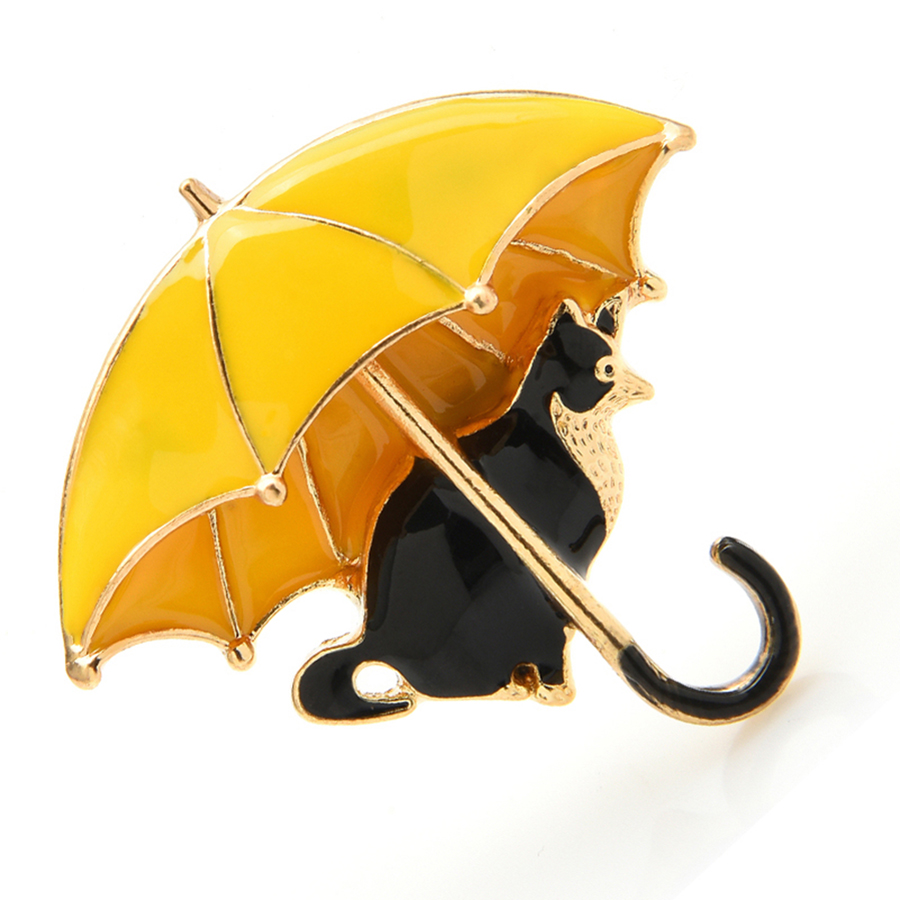 Women'S Fashion Umbrella - แมวน่ารักภายใต้ร่มเข็มกลัดสําหรับผู้หญิงเคลือบ 4 สี Fox สัตว์ Casual