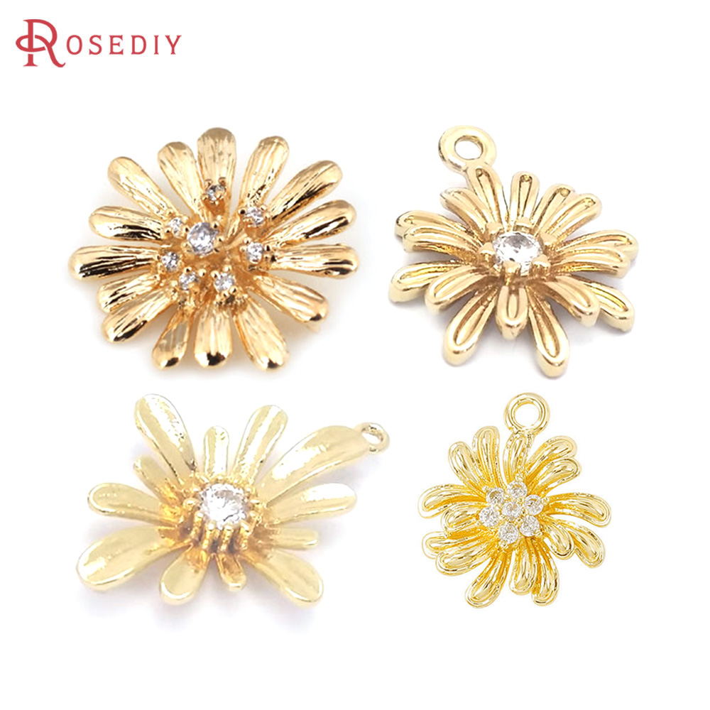 Women'S Fashion Earrings - จี้รูปดอกทานตะวันสีทอง 18K ทำจากทองเหลืองคุณภาพสูง สำหรับทำเครื่องประดับ DIY เช่น