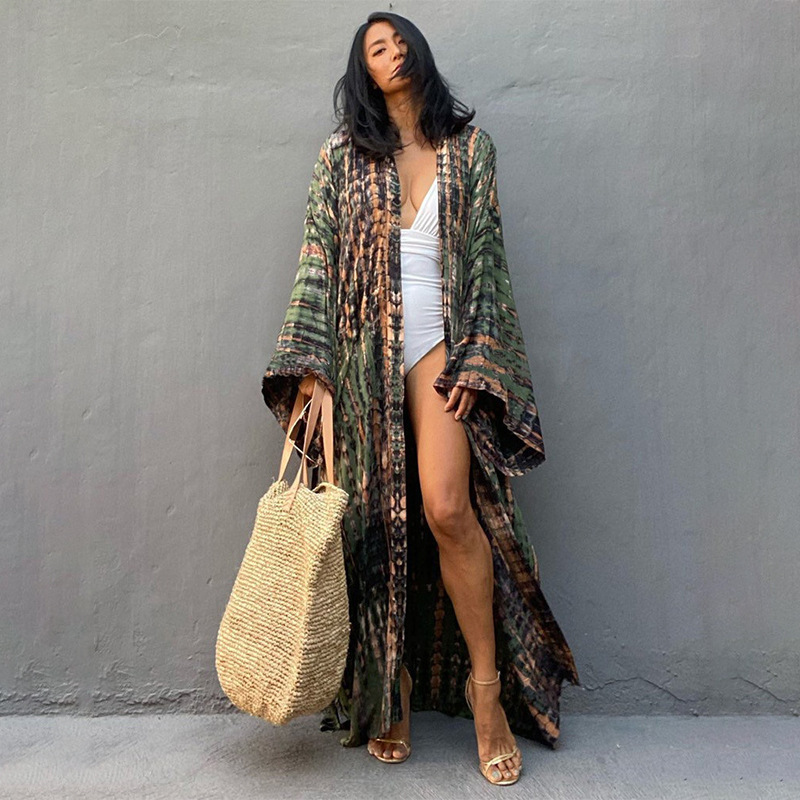 Women'S Fashion Kimono - Beach Cover Ups ผู้หญิง Tie Dye