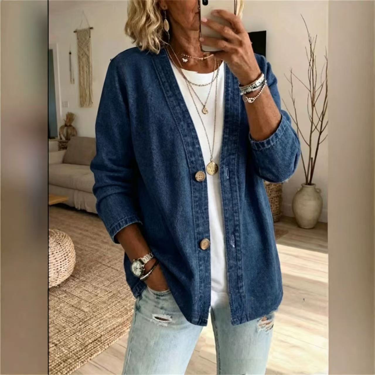 เสื้อแจ็คเก็ตยีนส์ผู้หญิงสำหรั - Women'S Fashion Denim Jacket บทวิจารณ์และราคา