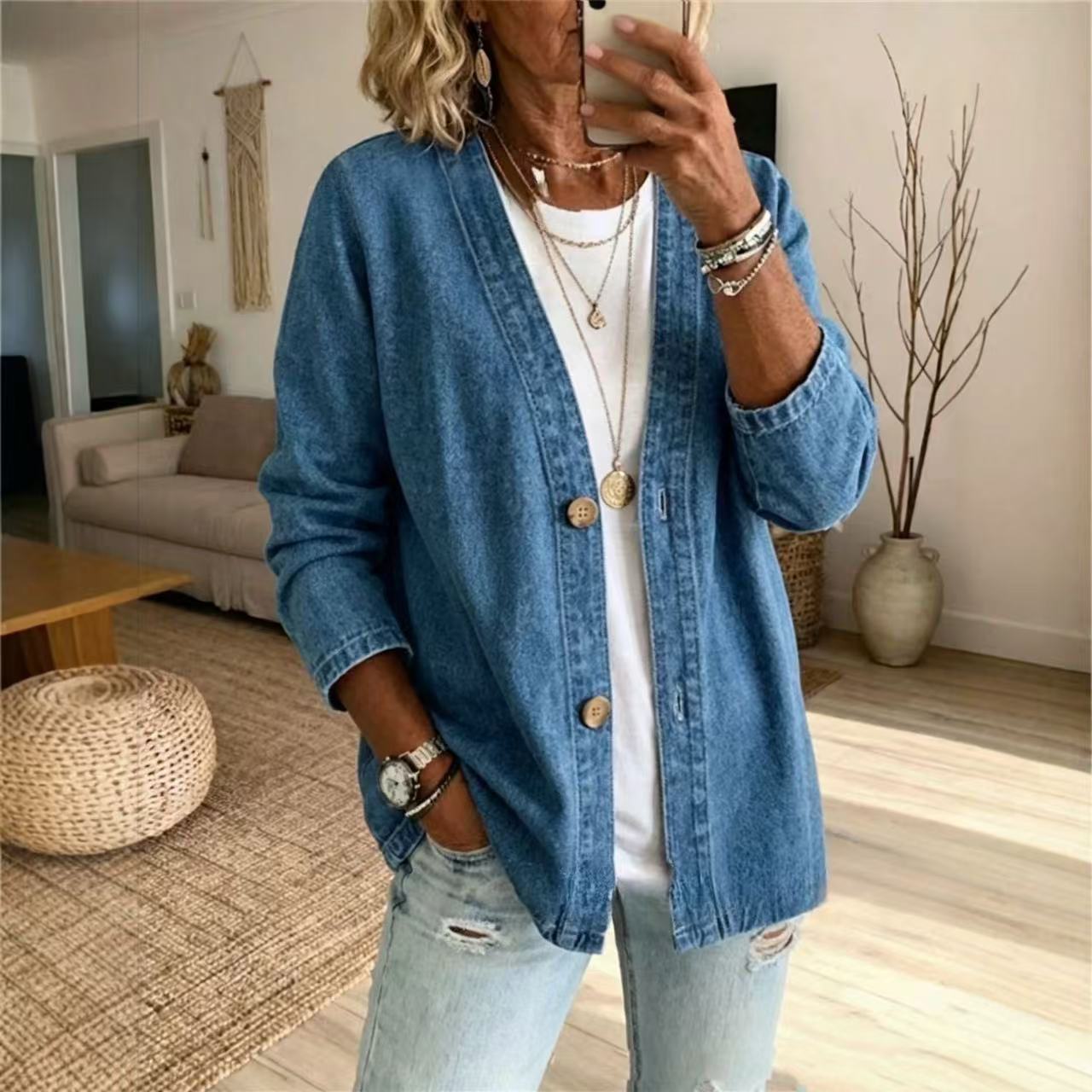 เสื้อแจ็คเก็ตยีนส์ผู้หญิงสำหรั - Women'S Fashion Denim Jacket บทวิจารณ์และราคา
