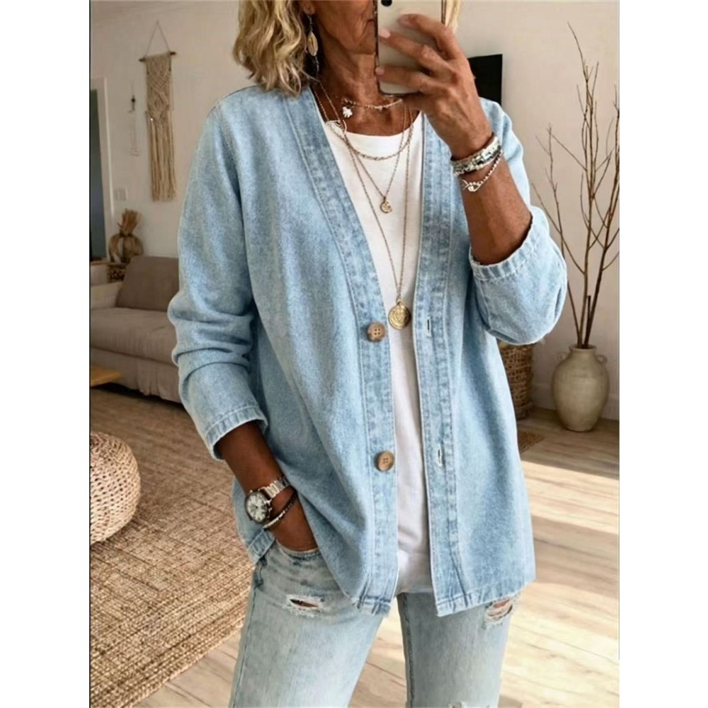เสื้อแจ็คเก็ตยีนส์ผู้หญิงสำหรั - Women'S Fashion Denim Jacket บทวิจารณ์และราคา