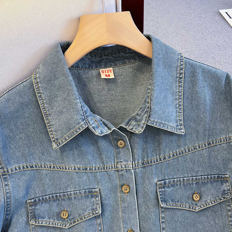 Retro DENIM เสื้อผู้หญิงฤดูร้อ - Women'S Fashion Denim Jacket บทวิจารณ์และราคา