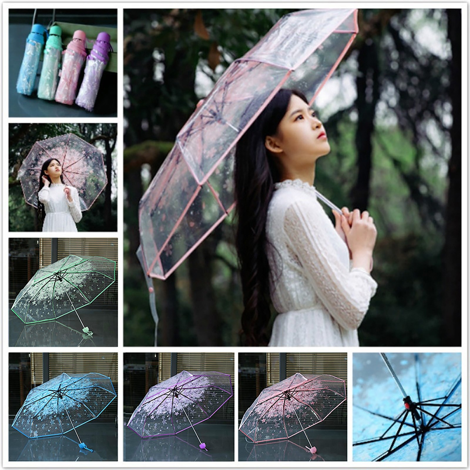 ซากุระร่มพับใส ลายดอกเชอร์รี่  - Women'S Fashion Umbrella บทวิจารณ์และราคา