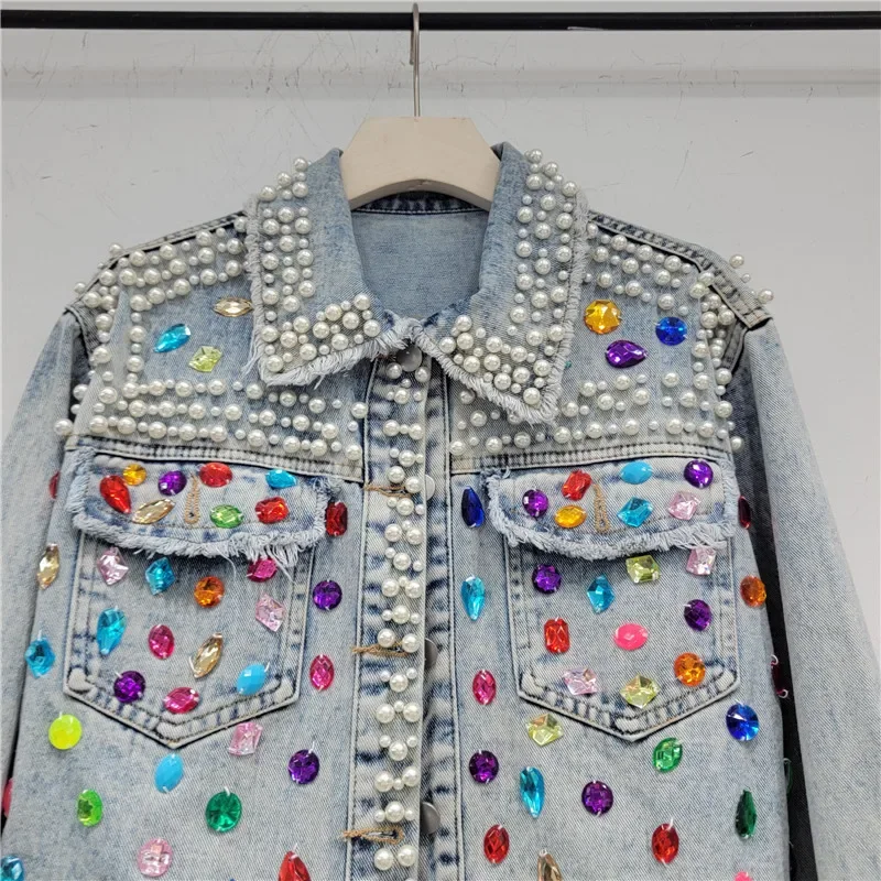 ฤดูใบไม้ร่วงผู้หญิงแฟชั่นเพิร์ - Women'S Fashion Denim Jacket บทวิจารณ์และราคา