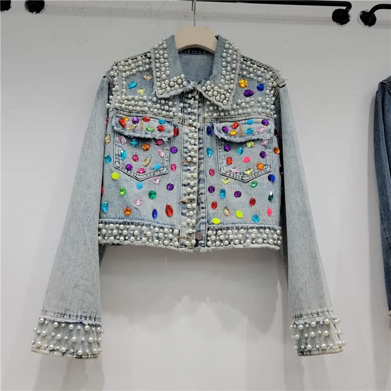 ฤดูใบไม้ร่วงผู้หญิงแฟชั่นเพิร์ - Women'S Fashion Denim Jacket บทวิจารณ์และราคา