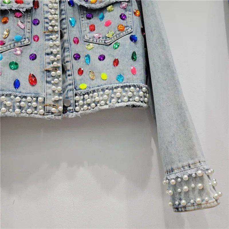 ฤดูใบไม้ร่วงผู้หญิงแฟชั่นเพิร์ - Women'S Fashion Denim Jacket บทวิจารณ์และราคา