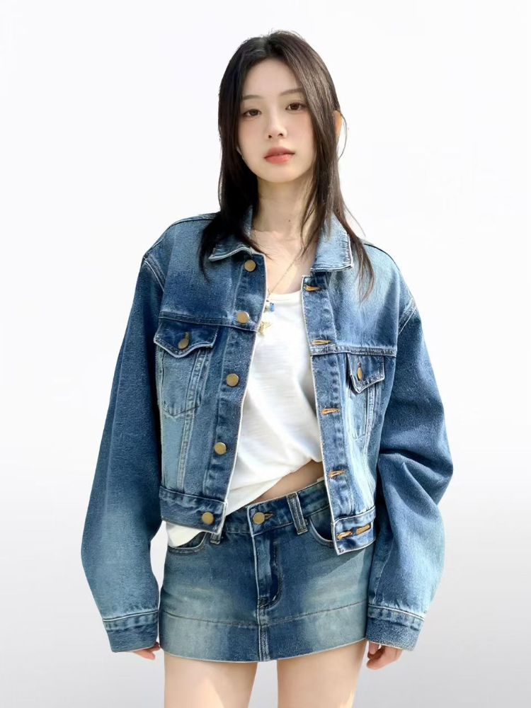 ชุดเดนิม 2 ชิ้นสไตล์วินเทจอเมร - Women'S Fashion Denim Jacket บทวิจารณ์และราคา