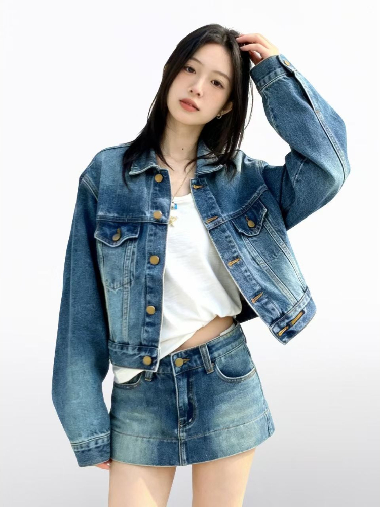 ชุดเดนิม 2 ชิ้นสไตล์วินเทจอเมร - Women'S Fashion Denim Jacket บทวิจารณ์และราคา