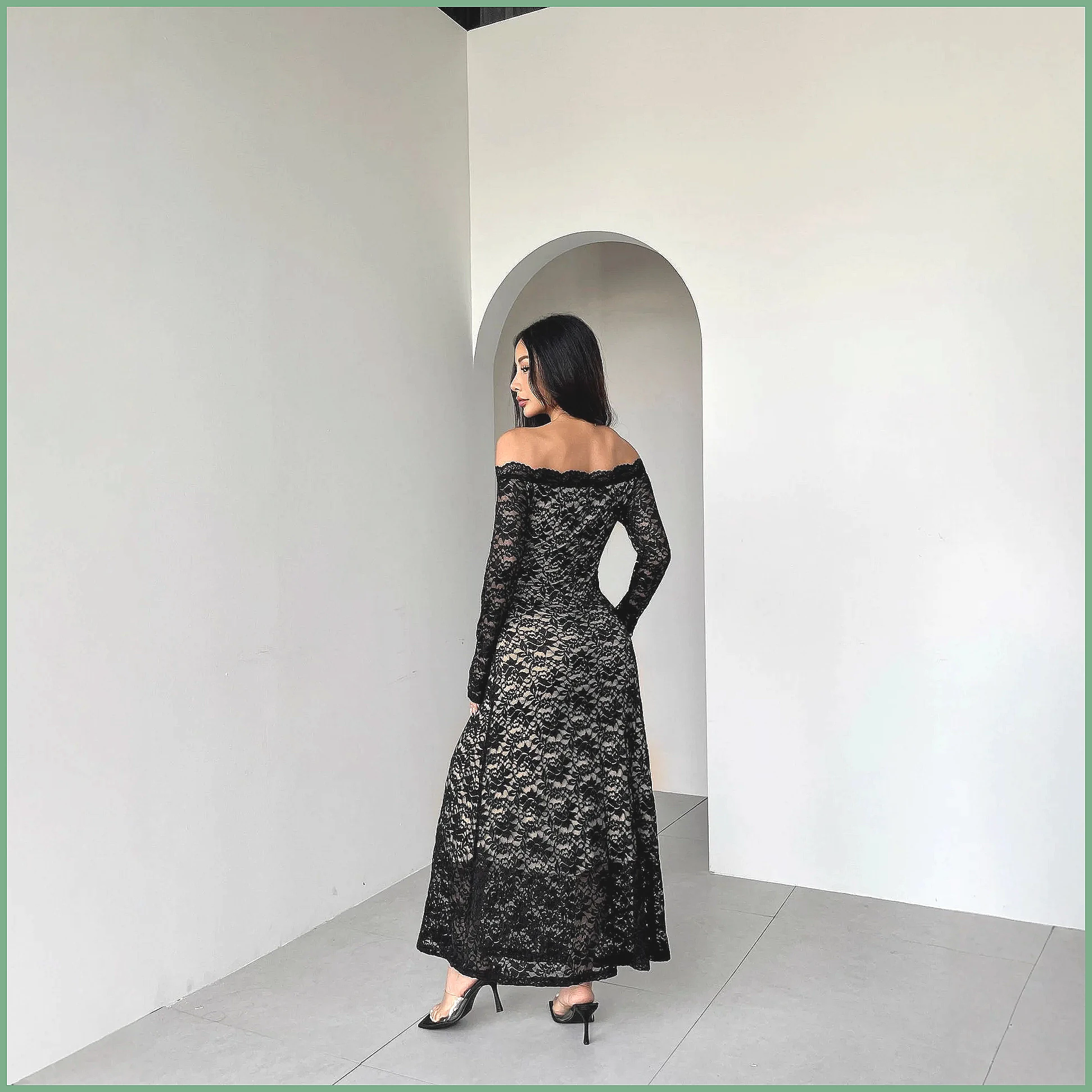 ชุดเดรสลูกไม้สีดำแบบเปิดไหล่ แ - Bodycon Dress Women บทวิจารณ์และราคา