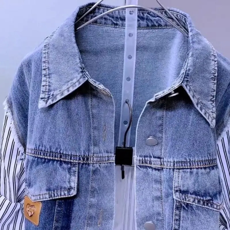 เสื้อแจ็คเก็ตยีนส์ลายทางแฟชั่น - Women'S Fashion Denim Jacket บทวิจารณ์และราคา