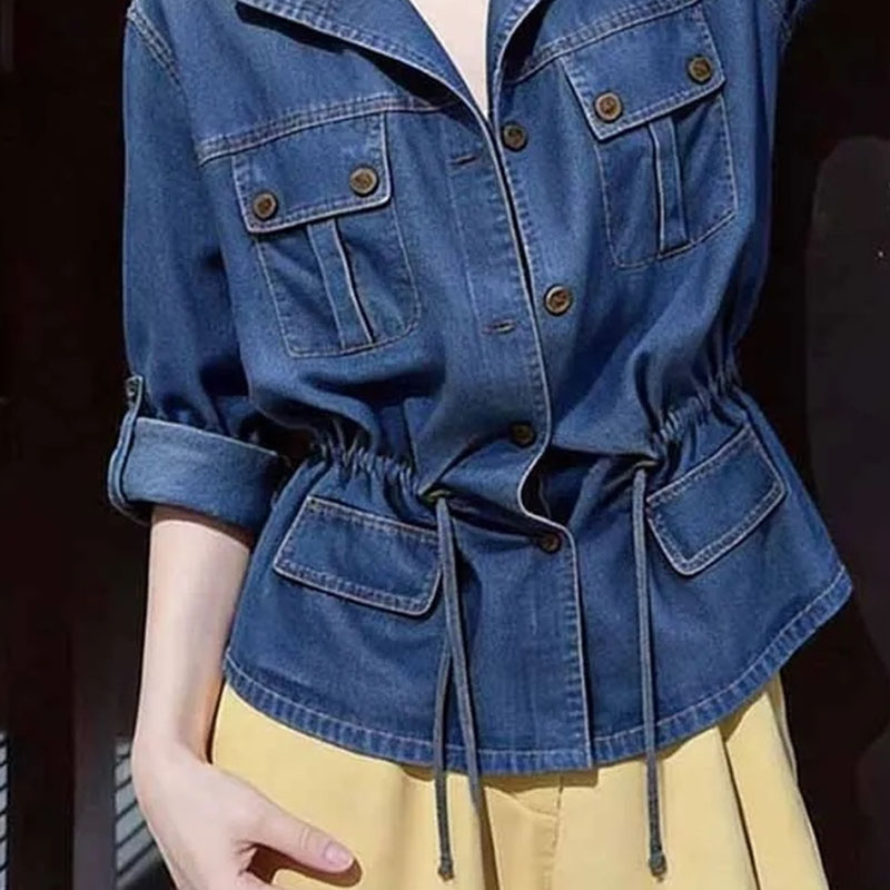 เสื้อเชิ้ตเดนิมแขนยาวทรงคาวบอย - Women'S Fashion Denim Jacket บทวิจารณ์และราคา