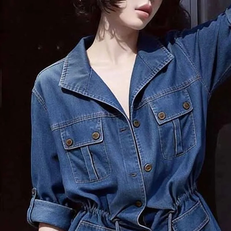 เสื้อเชิ้ตเดนิมแขนยาวทรงคาวบอย - Women'S Fashion Denim Jacket บทวิจารณ์และราคา