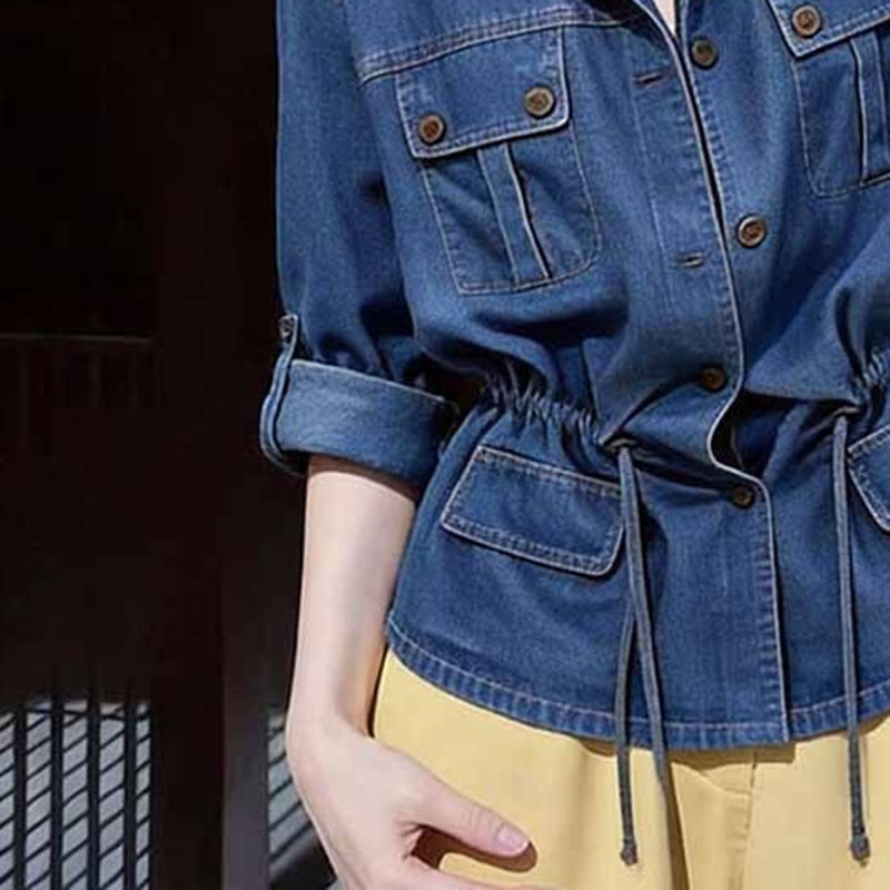 เสื้อเชิ้ตเดนิมแขนยาวทรงคาวบอย - Women'S Fashion Denim Jacket บทวิจารณ์และราคา