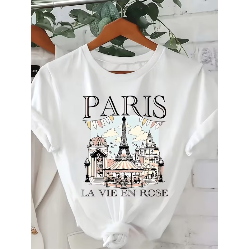 เสื้อยืดกราฟิกพิมพ์ลายหอไอเฟล  - Women'S Fashion Paris บทวิจารณ์และราคา