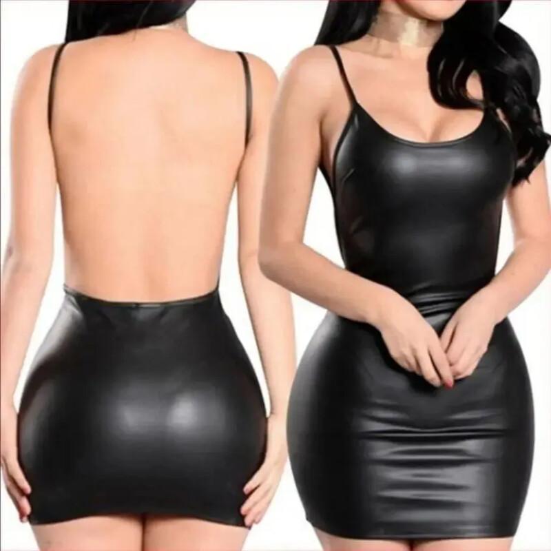 เดรสสายเดี่ยวหนังเทียมสีดำไซส์ - Bodycon Dress Women บทวิจารณ์และราคา
