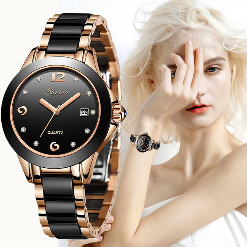 นาฬิกาข้อมือผู้หญิง LIGE Sunkt - Women Fashion Simple บทวิจารณ์และราคา