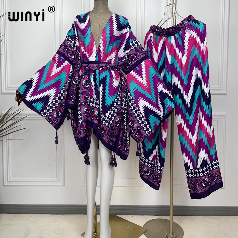 WINYI 2ชิ้นชุดกิโมโนตรงขากางเก - Women'S Fashion Kimono บทวิจารณ์และราคา