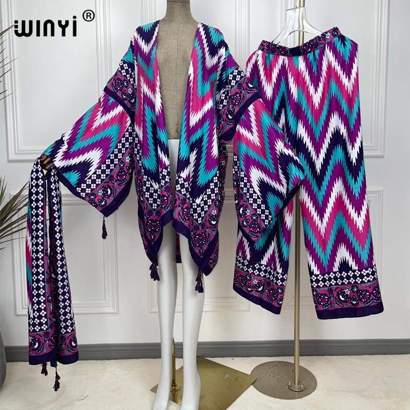 WINYI 2ชิ้นชุดกิโมโนตรงขากางเก - Women'S Fashion Kimono บทวิจารณ์และราคา
